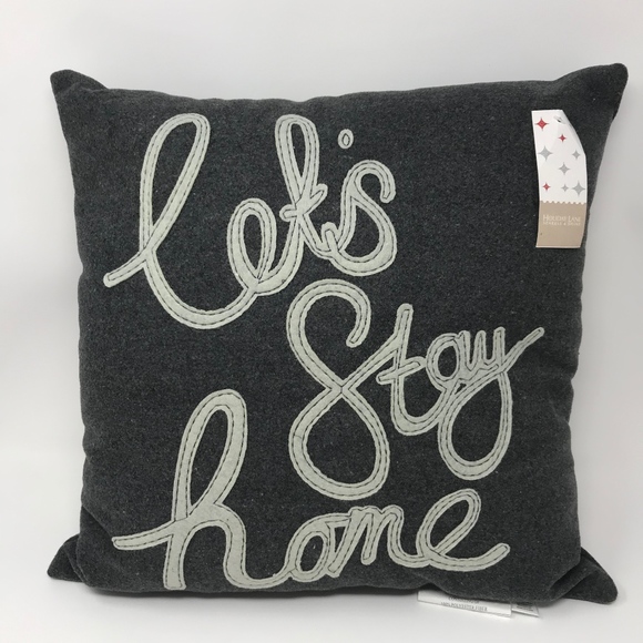 Holiday Lane Other - Gray Wool Blend Square Throw Pillow Lets Stay Home